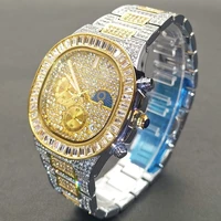 missfox new men quartz watches bling iced out waterproof male wrist watch luxury fashion diamond luminous calendar mens clocks