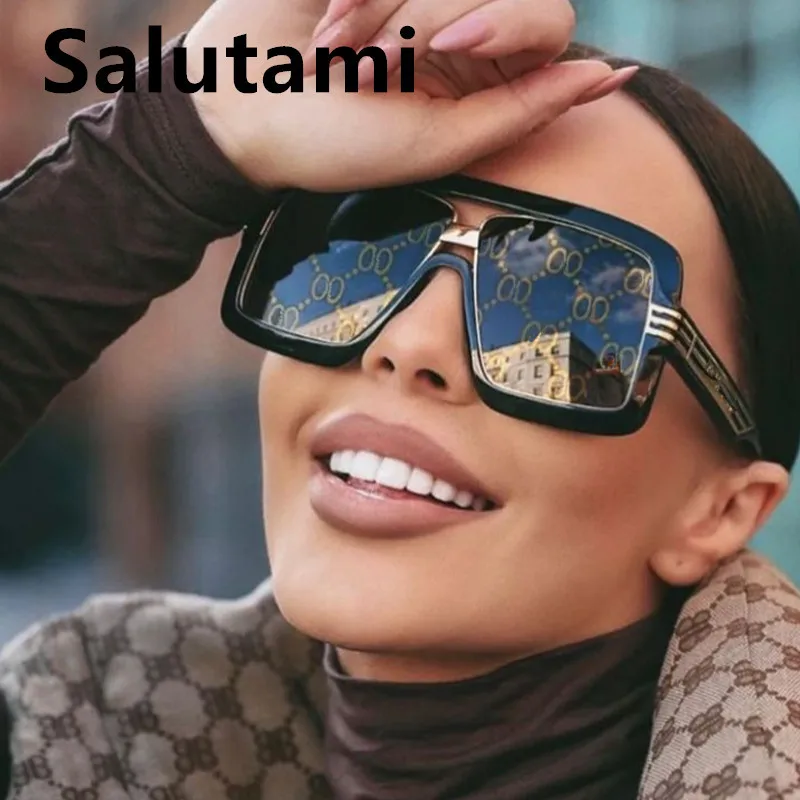 Gafas de sol de una pieza con estampado de leopardo para mujer, lentes de sol cuadradas de gran tamaño, estilo Vintage, estilo Hip Hop