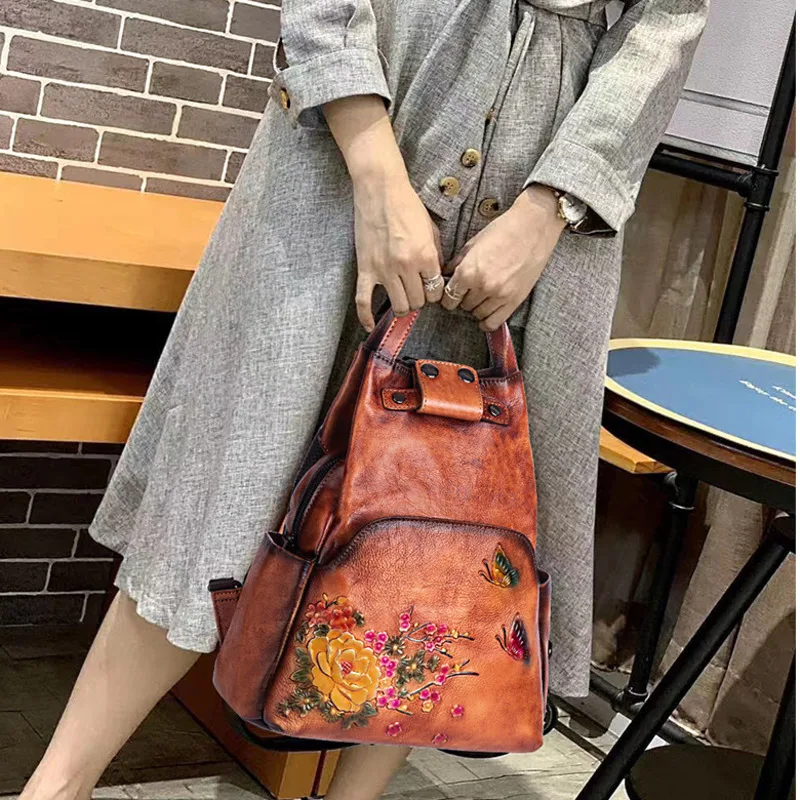 Рюкзаки VOLASSS из тисненой натуральной кожи школьные сумки для девочек-подростков