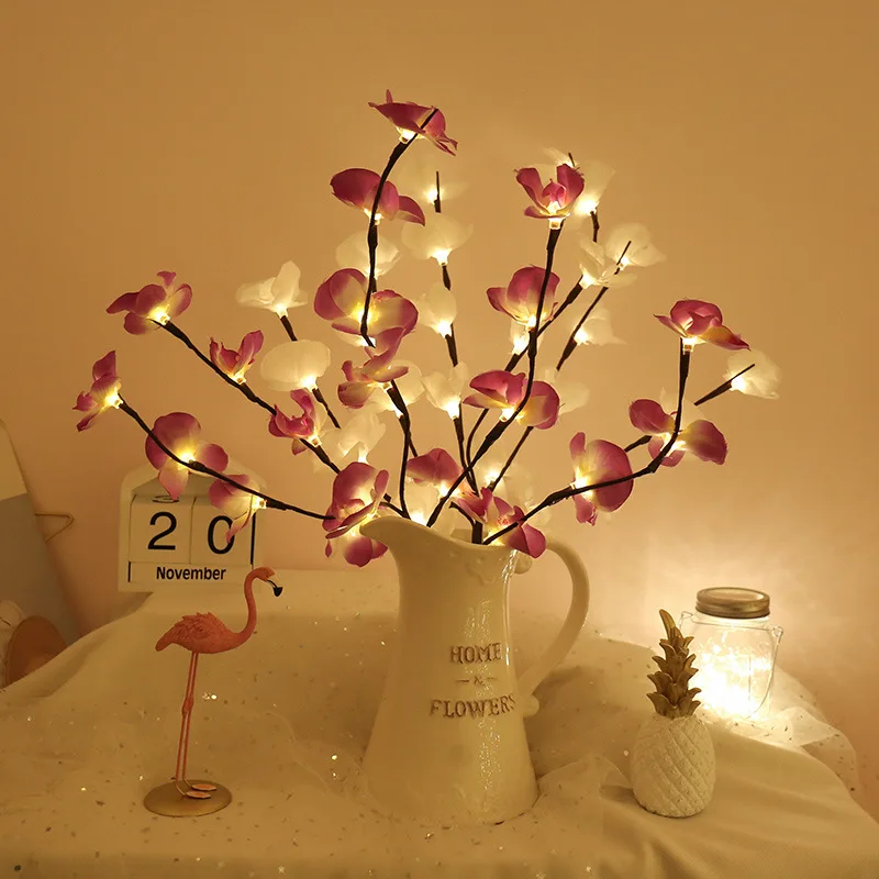 

LED Willow Branch Light Artificial Orchid Branch Vase Lights 73cm 20leds Fairy Twig Vase Lamp For Wedding Holiday Party Decor