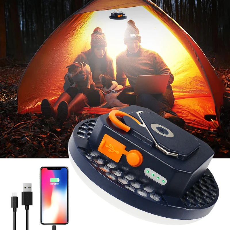 

4800mAh LED Tent Light Stepless Dimming Rechargeable Magnet Lantern Emergency Night Lamp For Outdoor Camping Flashlight