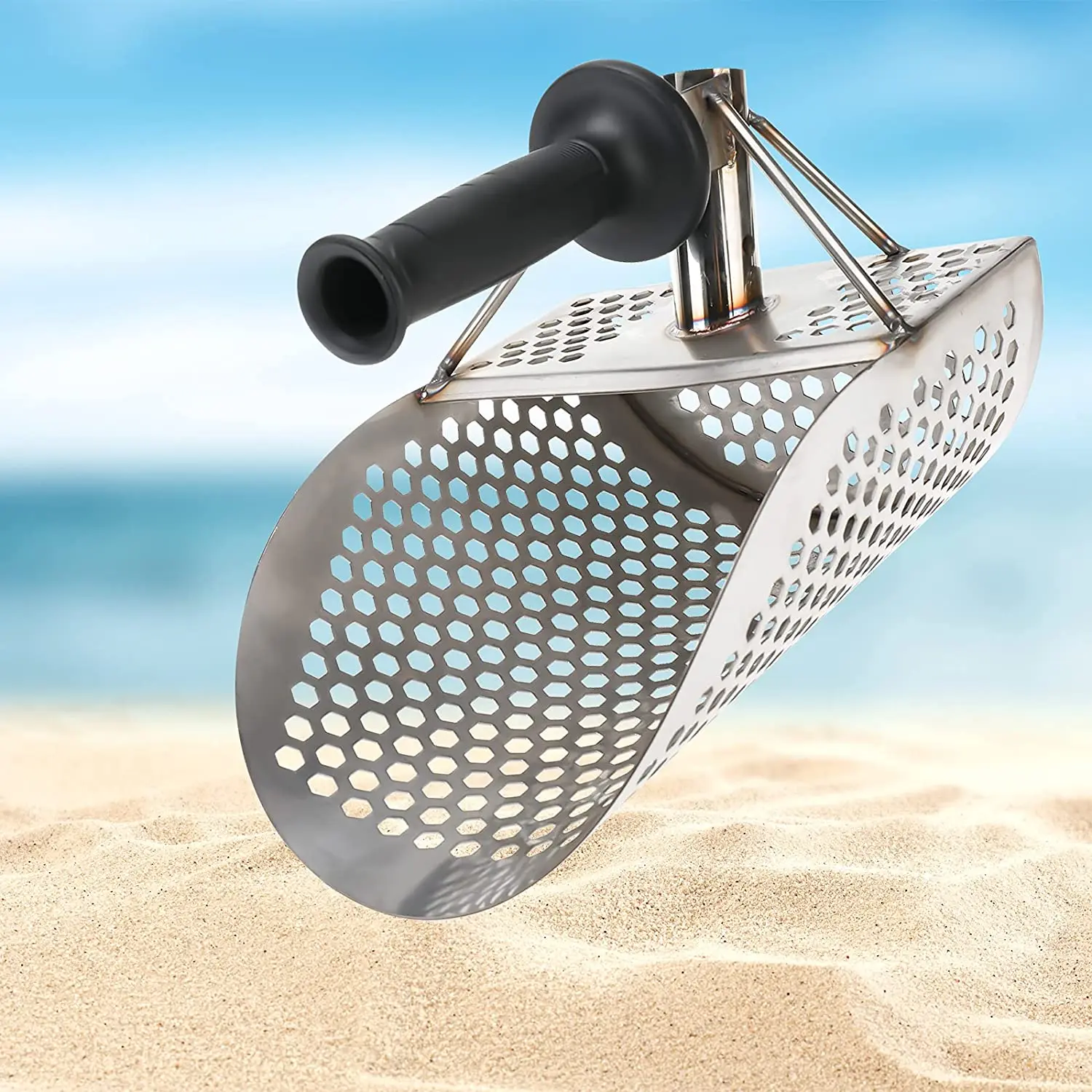 Beach Sand Scoop Shovel Metal Detector Sand Scoops Treasure Detecting Metal Detector Hunting Stainless Steel Tool Hex