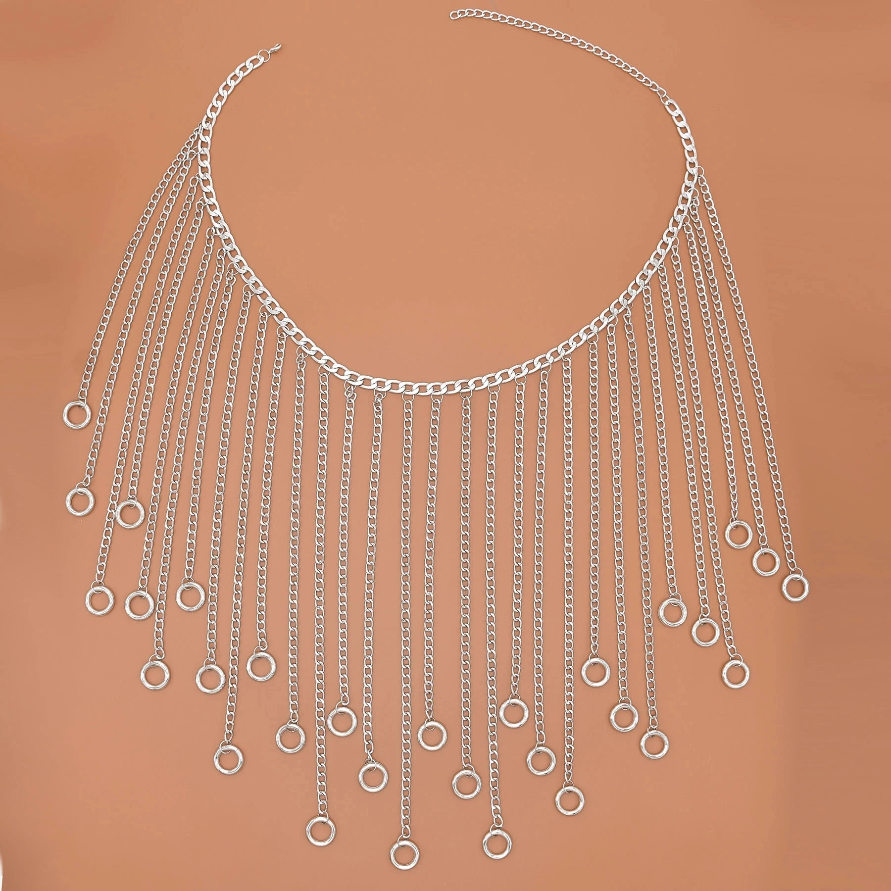 Multi Layer Silver Long Chains Tassel Skirt Waist Chain Europe American Fashion Exaggerated Sexy Bikini Body Jewelry Accessories