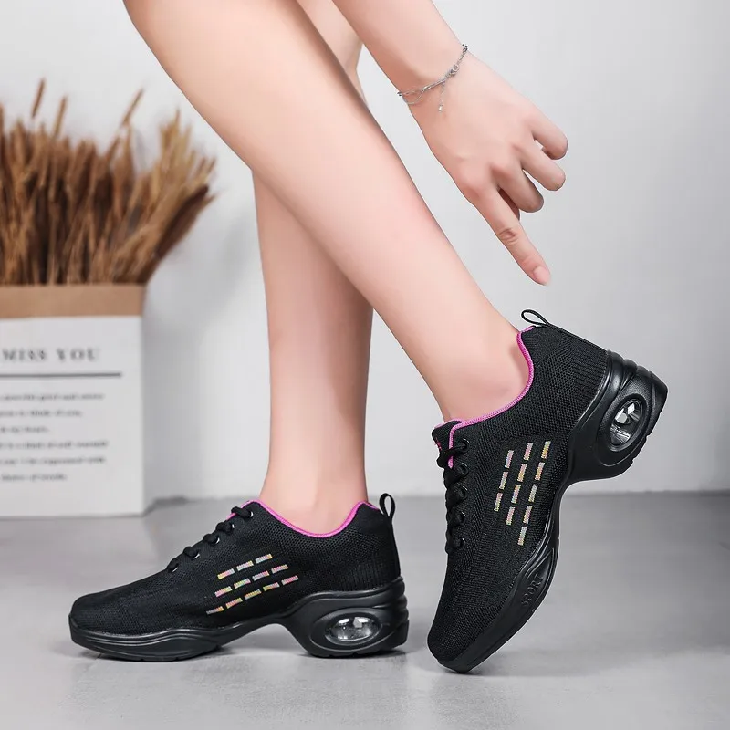 

Jazz Shoes Mesh Woman Ladies Modern Soft Outsole Dance Sneakers Breathable Lightweight Dancing Fitness Shoes