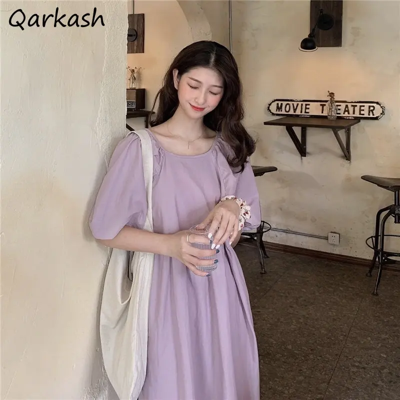 

Long Sleeve Maxi Dresses for Women 2022 Summer Vestidos Elegant Sweet Lovely Thin Empire Casual Solid Aesthetic Korean Fashion