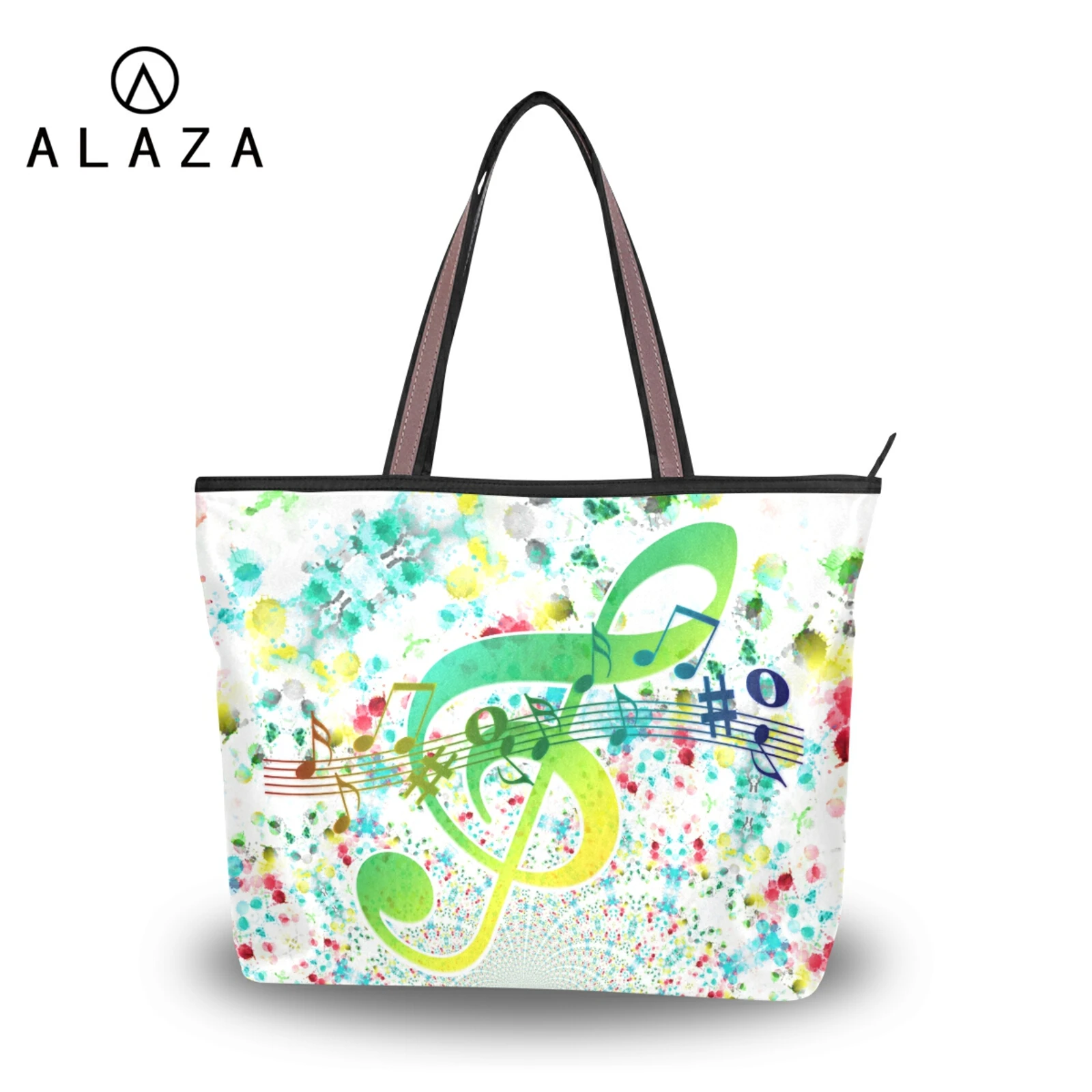 

Fashion Shoulder Tote Bags Color Music Note Print Women Canvas Simple Shopping Street Crossbody Pouch Large Capacity Handbag