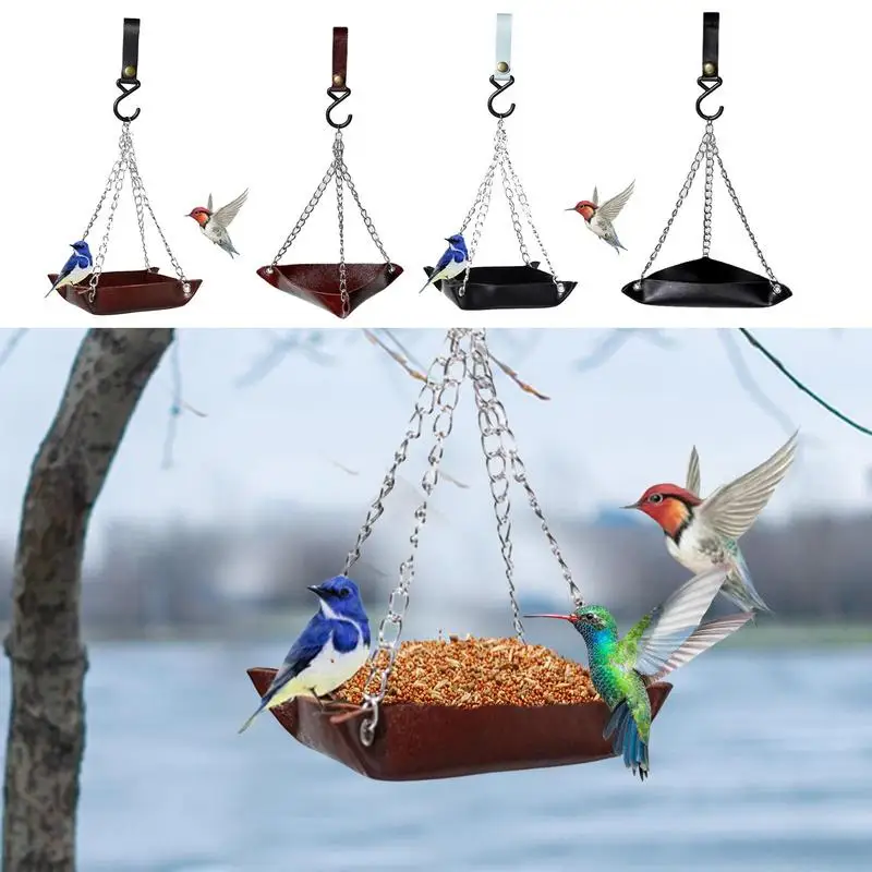 Tray Pu Leather Platform Bird Feeder Wild Bird Food Catcher 