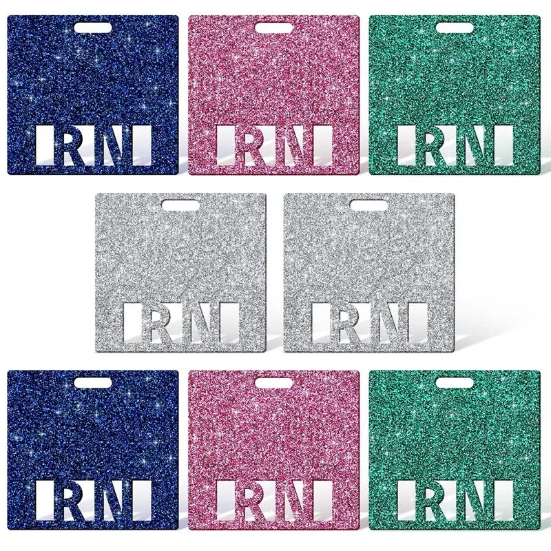 

8 Pcs Registered Nurse RN Glitter Badge 8X8.6Cm Badge Holder RN ID Badge Card For Nurse Coworkers Nursing Students