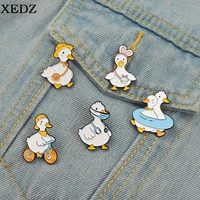 cartoon cute duckling enamel pin duckling cycling swimming shopping stethoscope brooch clothes bag badge fashion jewelry gift