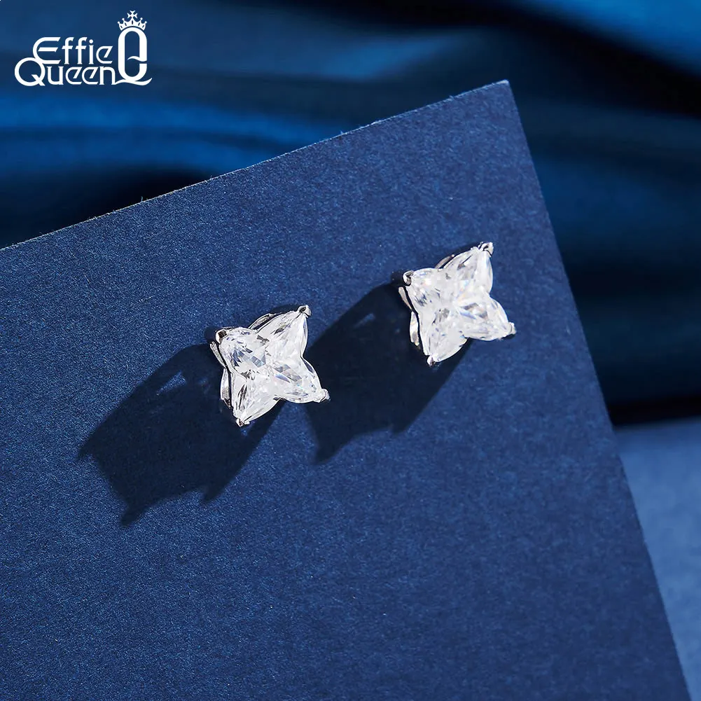Серьги-гвоздики Effie Queen из стерлингового серебра 925 пробы и ожерелье с подвеской