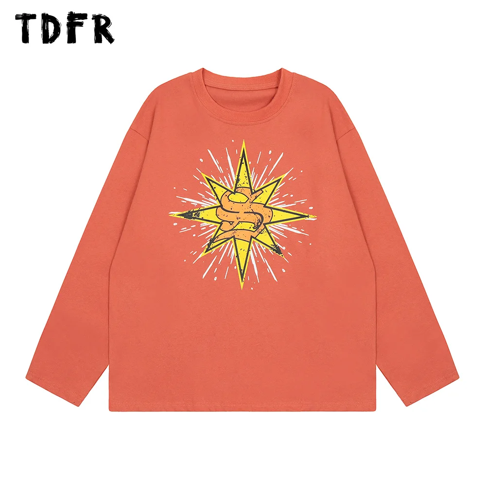 

Letter Print Long Sleeve T-shirt Mens Cotton Tee Autumn Casual Loose Crew Neck Long Sleeve Tshirt Men