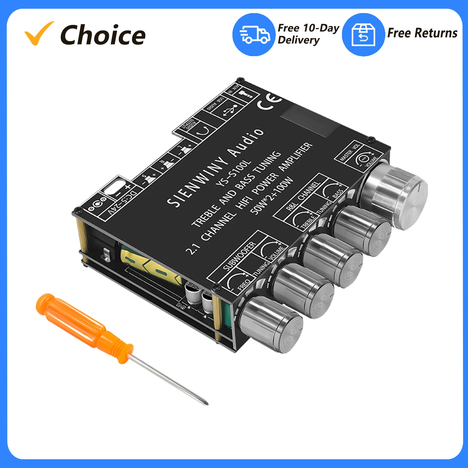 Смарт-усилитель мощности BT5.0 2 1 каналов 50 Вт + 100