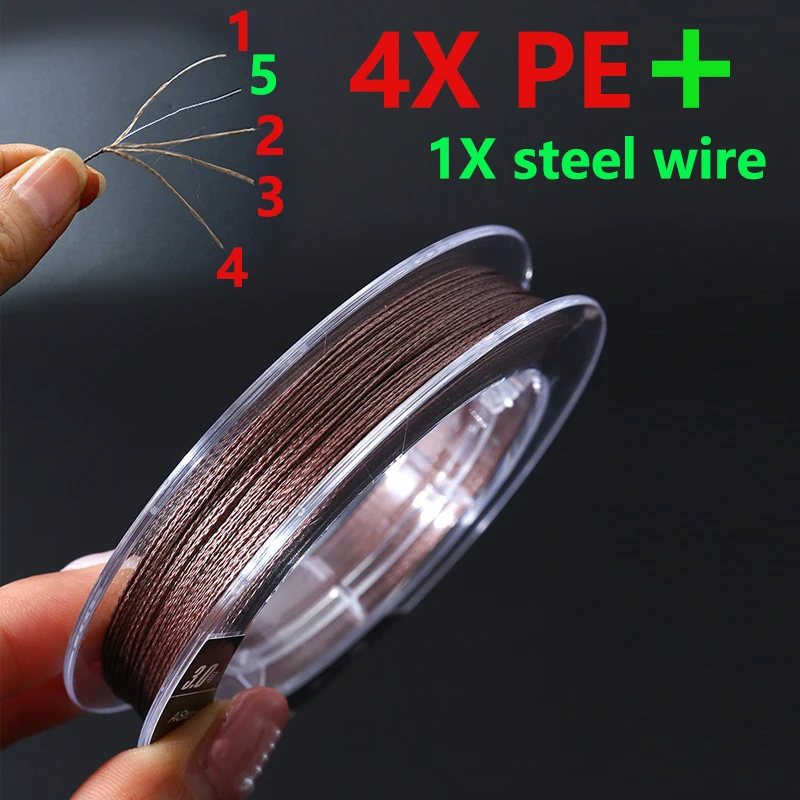 100m Steel Cored Wire Inside Fishing Line 4X Braided PE Multifilament Super Strong Professional Fishing-Line Fishing Tackle