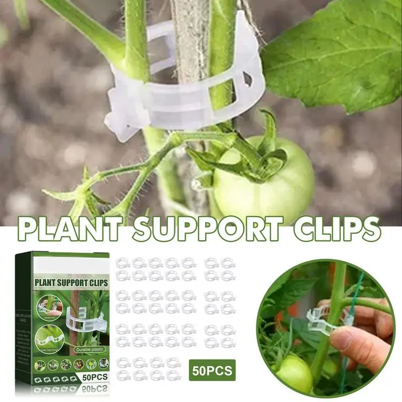 

50pcs Plastic Plant Clips For Support Tomato Vine Clip Hanging Trellis Reusable White IVY Plants Clips Garden Tools Supplies