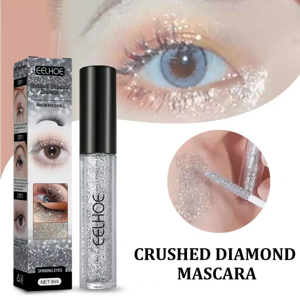 

NEW2023 8ml Shiny Mascara Fast Dry Sweat Proof Thick Effect Smudge-Proof Clumping Lengthens Eyelash Curly Waterproof Diamond Gl