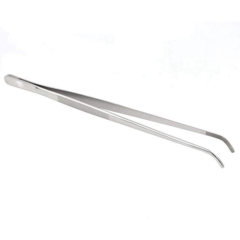 

2X Stainless Steel Precision Kitchen Culinary Tweezer Tongs Long Tweezers Metal Tongs Chef Tweezers