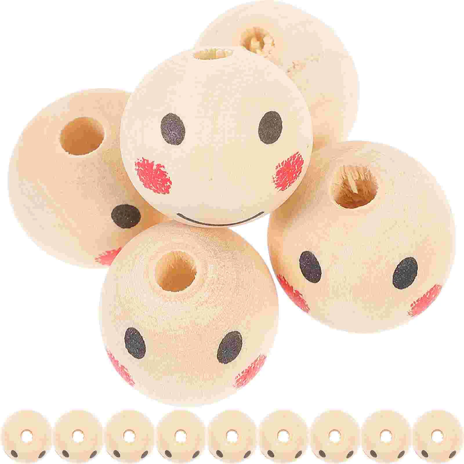 

Smile Beads Small Wooden Beads Unfinished Wood Beads With Holes For Crafts Wooden Colored Smiling Face Doll Wooden Faces