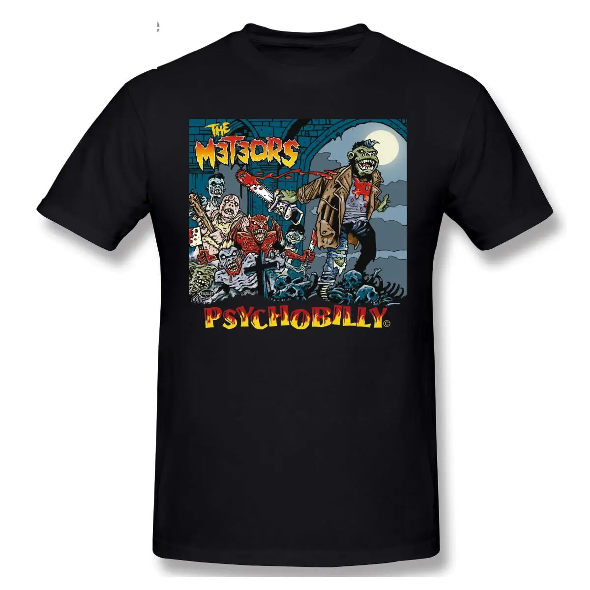 

The Meteors English Psychobilly T shirts Band Demented Are Go Tshirt Lknitted Comfortable Fabric Street Style Men T-shirts Tee