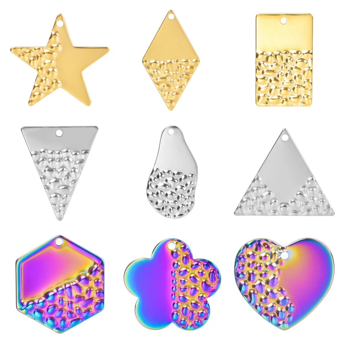 

5pcs 9 Styles Creative Irregular Geometric Charms For Jewelry Making Stainless Steel Punk Pendant DIY Necklace Handmade Craft