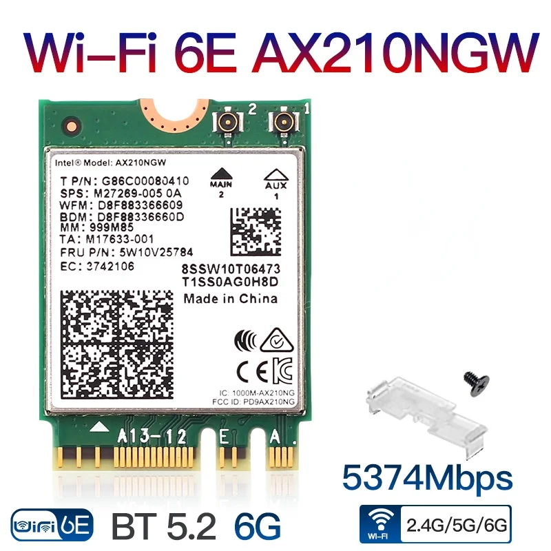 

Двухдиапазонная беспроводная Wi-Fi карта Intel AX210 AX210NGW 2,4 Гбит/с 802.11AX 6 AX200 для Intel 8265NGW/9260AC M.2 NGFF Wlan Wi-Fi карта
