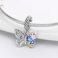 hot sale 925 sterling silver enamel butterfly charms beads fit original pandora bracelet bangle making diy women jewelry gift