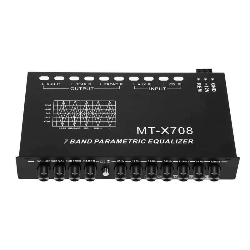 

Car Audio Equalizer, Adjustable EQ Car Amplifier Graphic Equalizer With CD/AUX Input Select Switch,Black