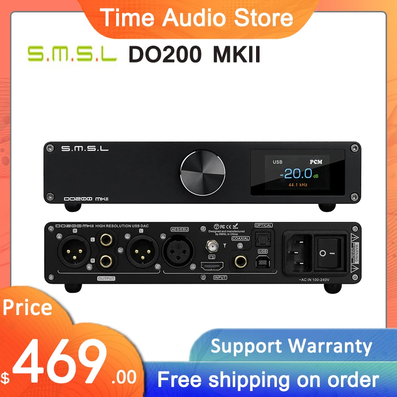 

SMSL DO200 MKII Audio DAC ES9068AS*2 XMOS XU316 Bluetooth 5.0 MQA Full Decoding OPA1612*5 op amp DSD512 768KHZ 32Bit CD decoder