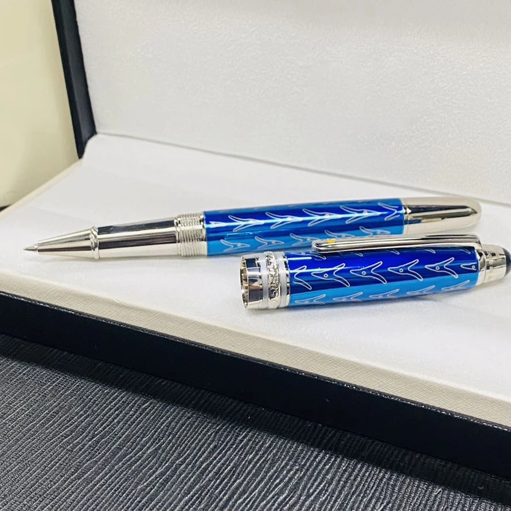 MSS Le Petit Prince 145 Fountain Rollerball Ballpoint Pen Fox Pattern Blue Metal Deep Red Resin Barrel With Serial Number