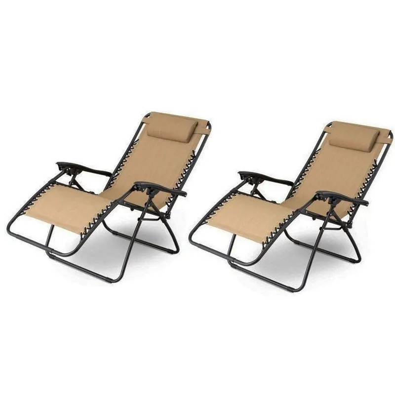 

2pcs Plum Blossom Lock Portable Dual Purposes Extendable Folding Chairs with Saucer Khaki[US-Stock]
