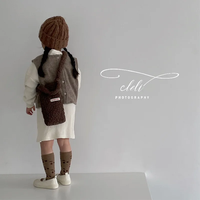 Осенние прямые носки до колен с мультяшным медведем для маленьких мальчиков и