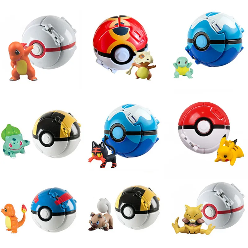 

Elf Pokémon Flip Explosion Elf Ball Pikachu Little Fire Dragon Children's Game Model Toy Christmas Gift Children's Anime Doll