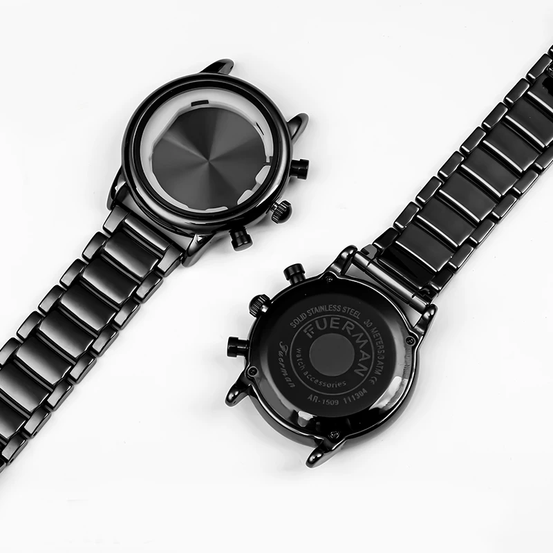 Ceramic Watchband Accessories Strap + Case for Armani  AR1451 AR1452  AR1400 AR1410 AR1507 AR1509  wristband Butterfly button