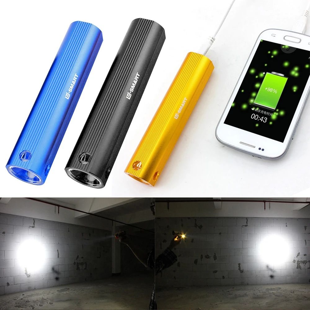 

Powerful Mini LED Flashlight USB Rechargeable Outdoor Portable Lantern Torch Pocket Flashlight Emergency Lighting Power Bank