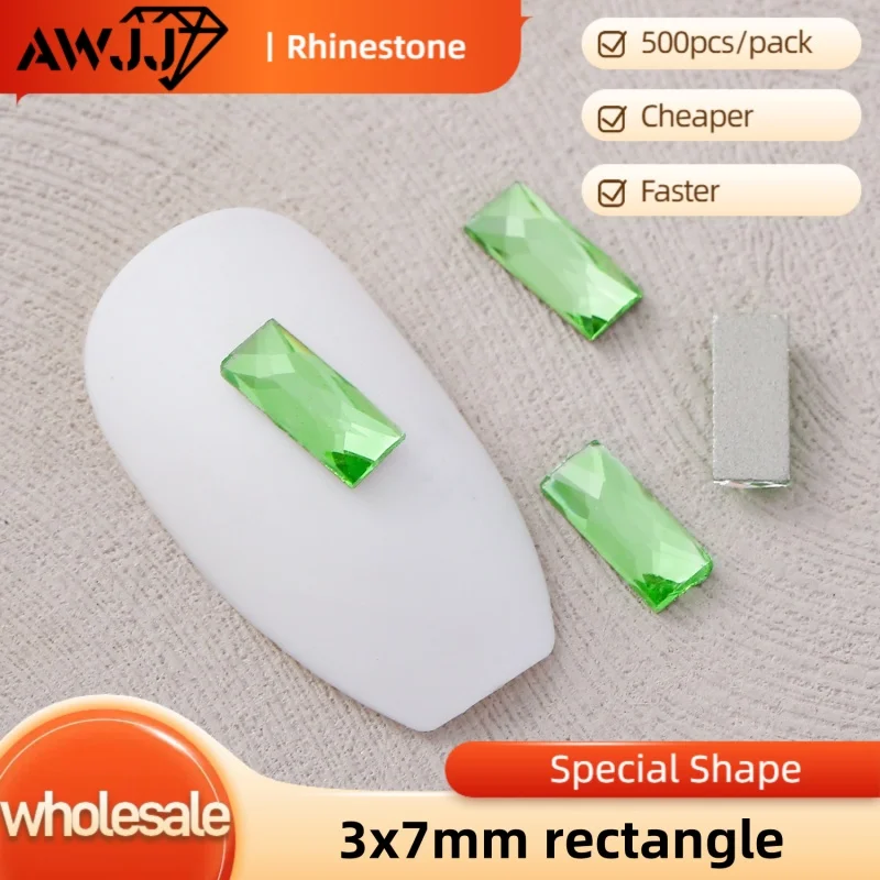 Фото Оптовая продажа AWJJ 500 шт. 3x7 мм прямоугольные прочные фантазийные самоклеящиеся стразы для дизайна ногтей: поиск роскоши и долговечности №2