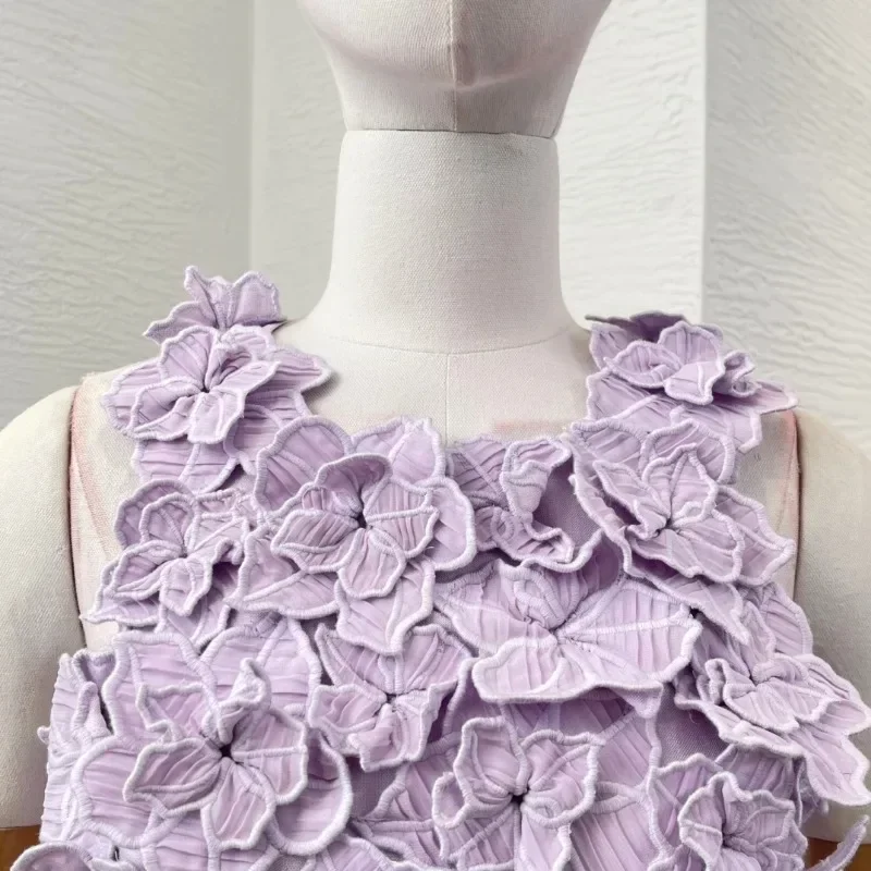 Женские фиолетовые цветы аппликация блузка без рукавов с открытой спиной топы и