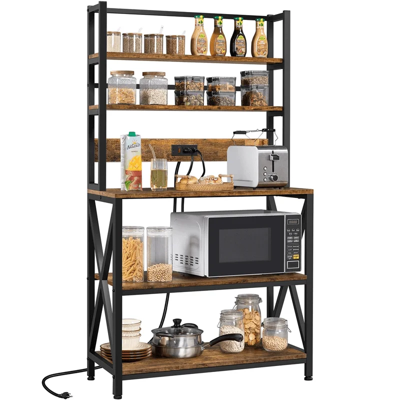 

Kitchen Baker’s Racks with Power Outlets for Kitchens, Rustic