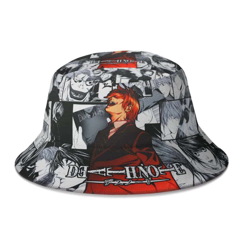 Death Note Light Yagami Fisherman Hat Boys Girls Foldable Anime Autumn Bucket Hat Decorative Caps Sunscreen