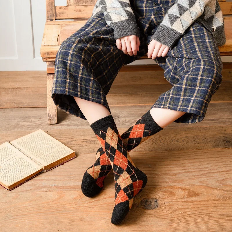 Wool Socks Fashion design plaid Man woman Socks thicken classic Socks