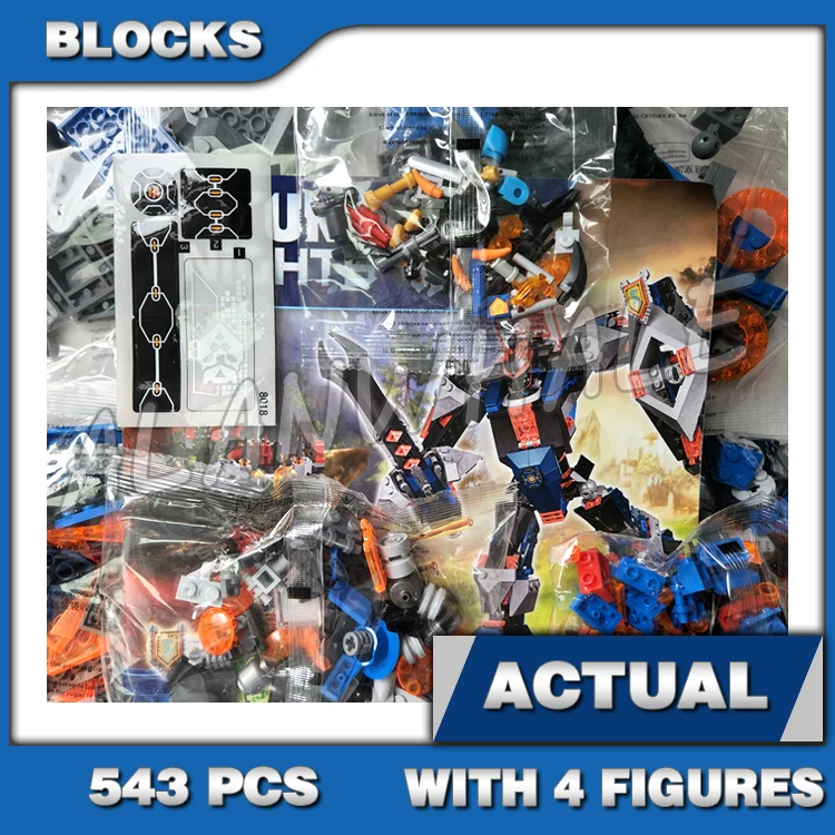 

543pcs Nexoes Knights The Black Mech Skeletal Lava Fly Lair Catapult 10519 Building Blocks Toy Compatible with Model