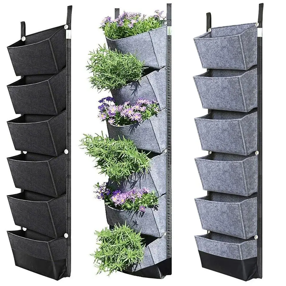 

6 Pocket Landscaping Home Fruit Vertical Plant Grow Bag Planter Bag Flower Grow Pots Wall-mounted