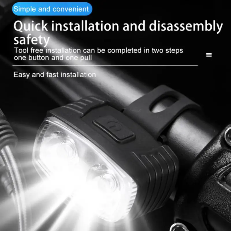 

Usb Rechargeable Riding Headlights Wear-resistant Waterproof Bike Tail Light Abs Material Night Riding Head Lamp Safety Lamp