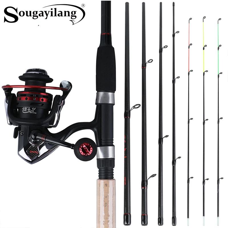 

Sougayilang 3m Portable Rod 6 Section M H L Power Carbon Fiber Spinning Fishing Rod with 13 +1BB Spinning Reel Combo Pesca