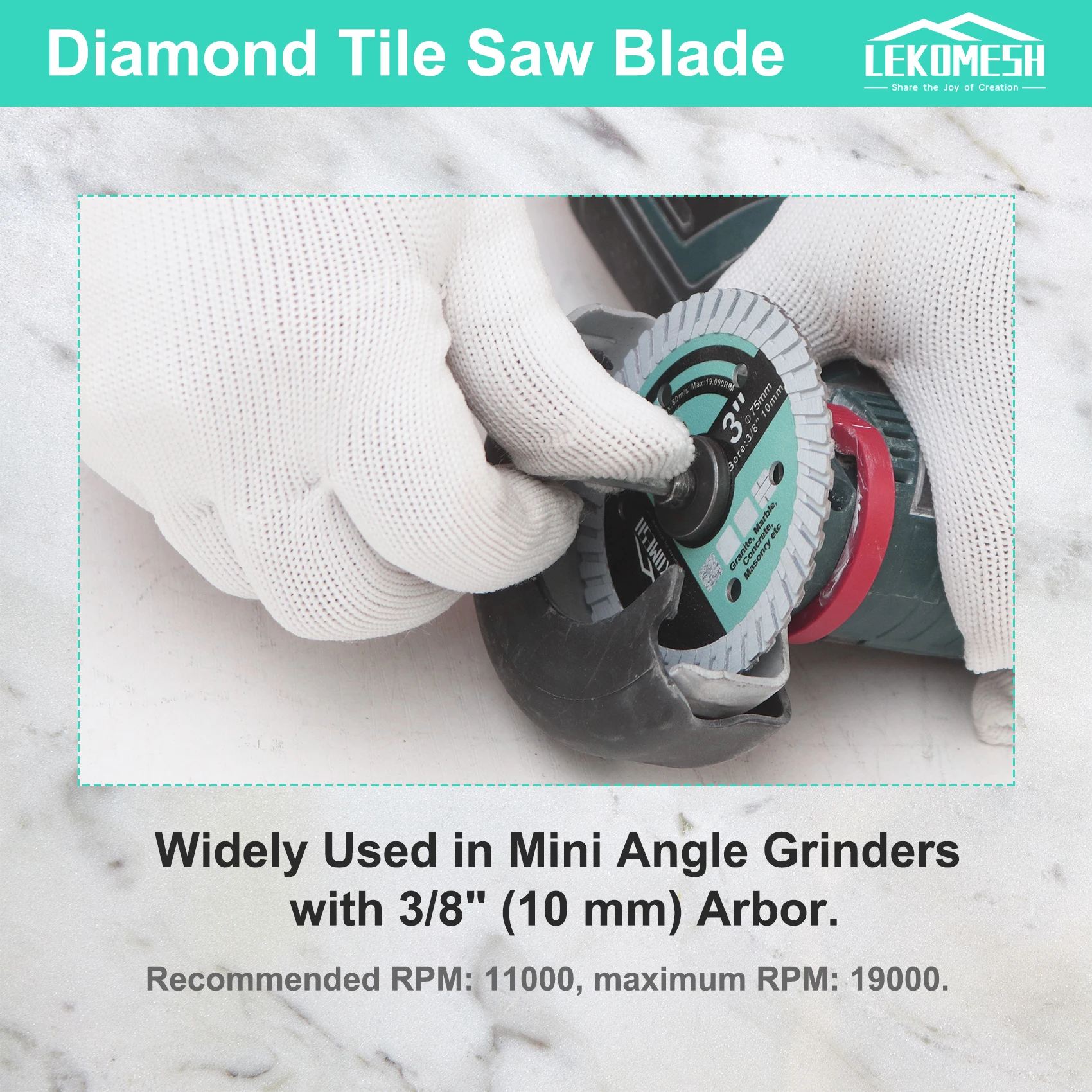 Алмазный турбопильный диск LEKOMESH 1 шт. диаметром 75 мм 3 дюйма бетонная гранитная