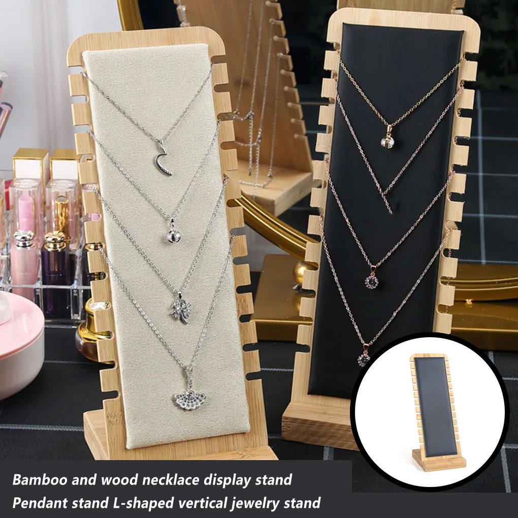 

Бамбуковая подставка для ювелирных изделий, L-образная подставка для демонстрации ожерелья, подвеска, мольберт, держатель для ювелирных изд...