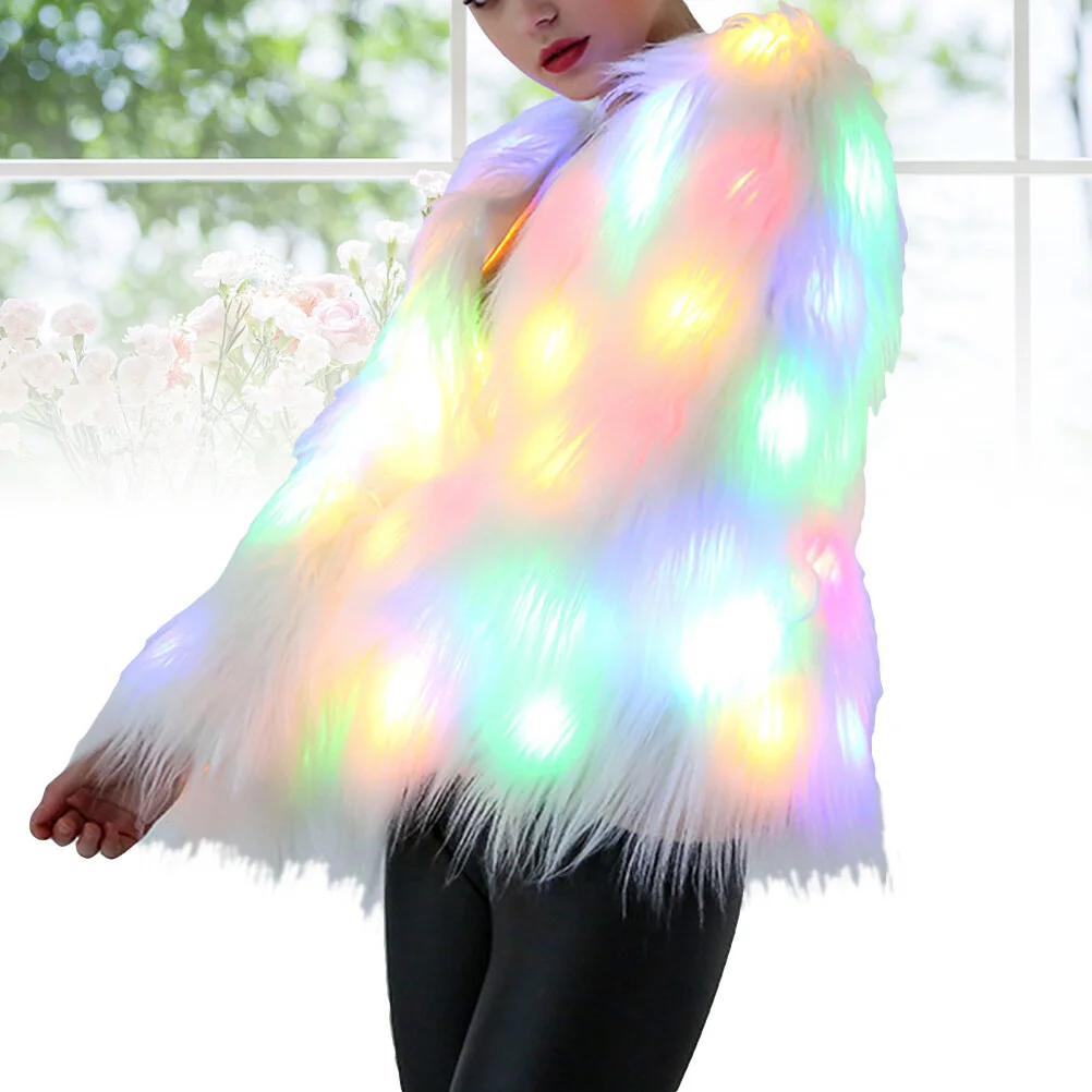 Crop Jackets Fashion White LED Light Winter Coat for Xmas Party Costume Birthday Rave Stage Fancy Dress Luminous Jackets