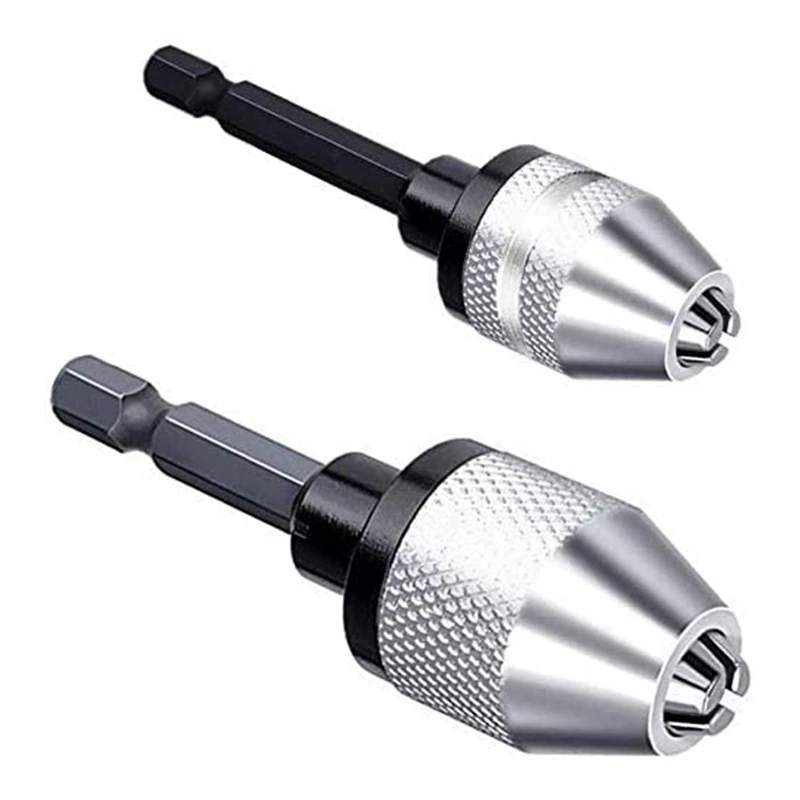 

New-2 Pcs Hex Shank Keyless Drill Chuck 1/4 Inch Fast Change Adapter Converter Drill Adapter (0.3Mm-3.6Mm 0.3Mm-6.5Mm)