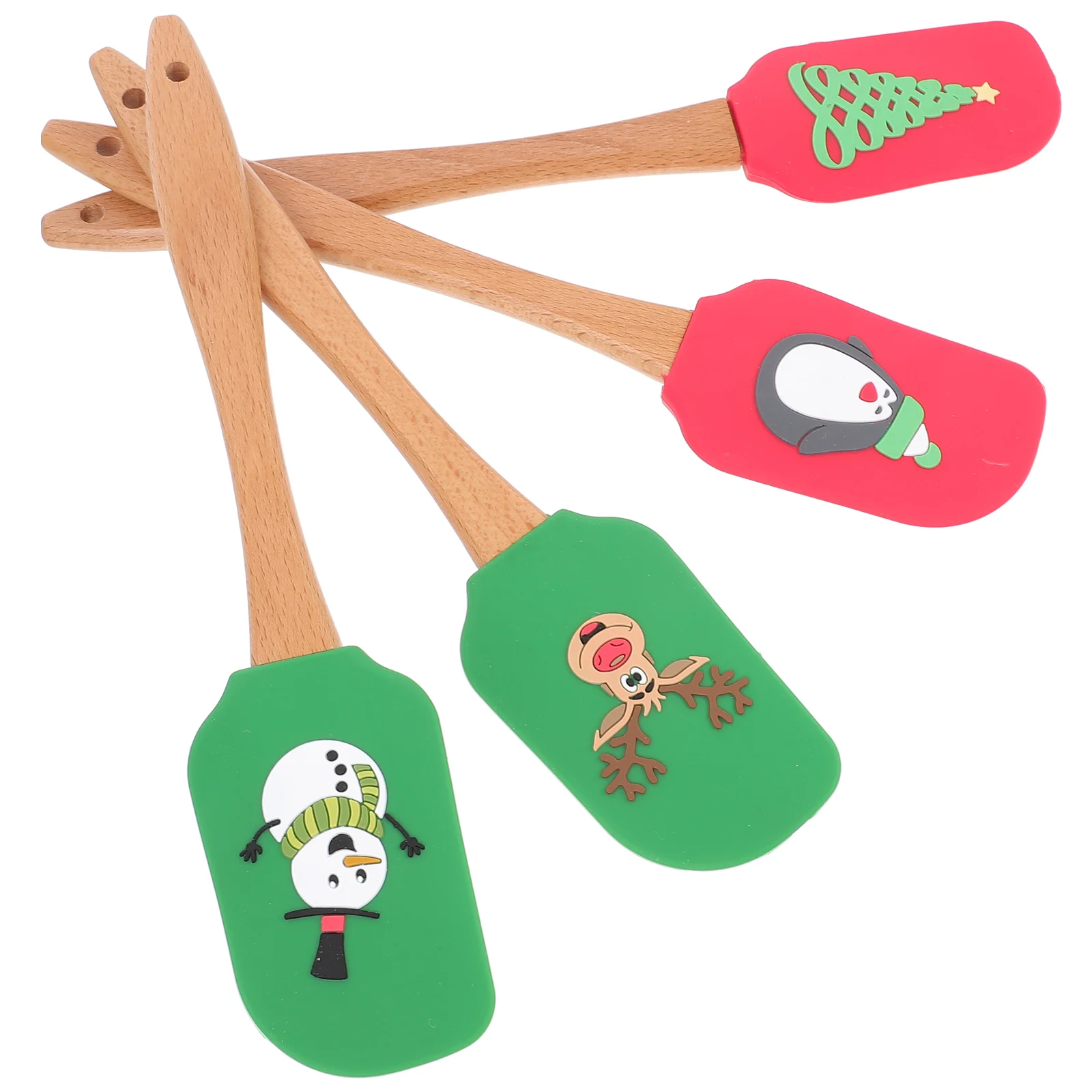

Spatula Silicone Baking Christmas Scraper Cake Cream Set Wooden Rubberbutter Spatulas Handle Mixing Decoratingkitchen Seamless