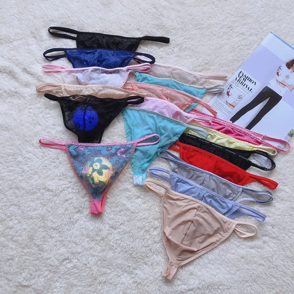 

Sexy Men Lace Mesh Sheer Bulge Pouch G-String Briefs Thongs Underwear Underpants