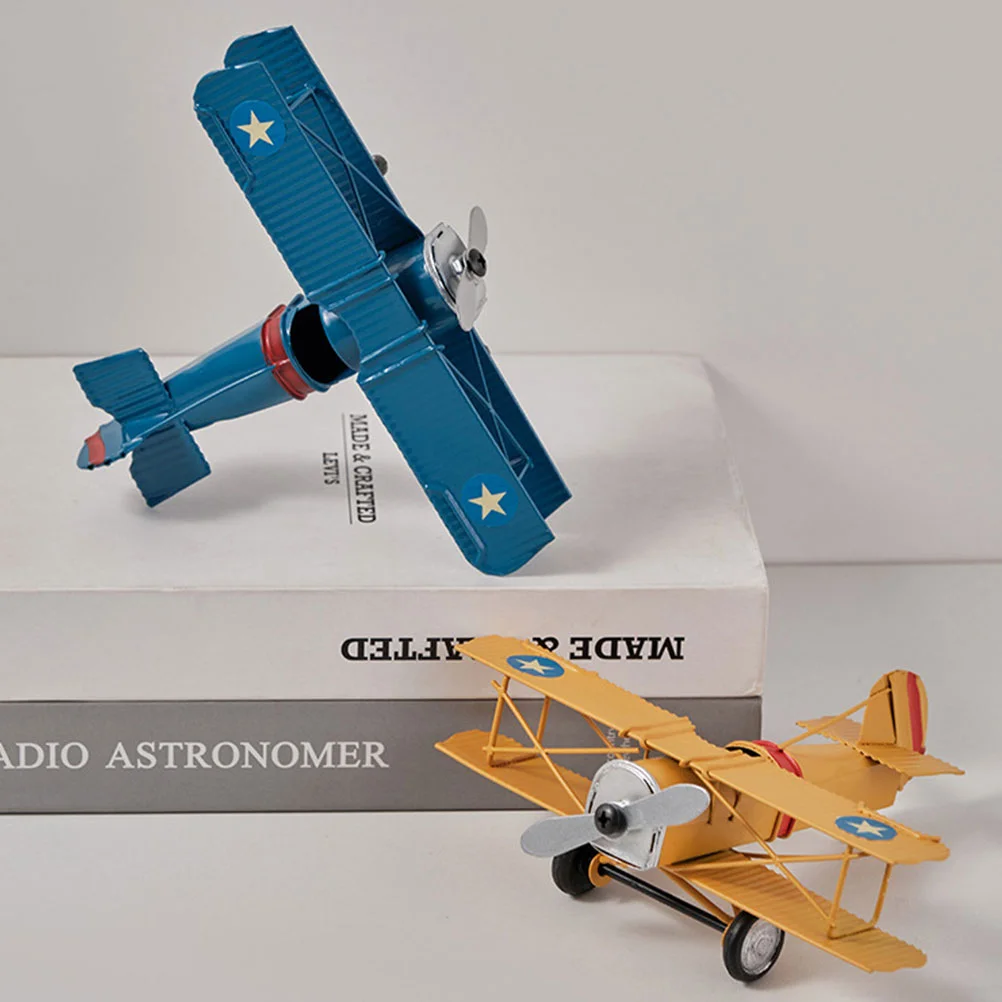 

Airplane Model Ornament Models Decorations Kid Toys Vintage Iron Adornment Kits Adults Shaped Desktop