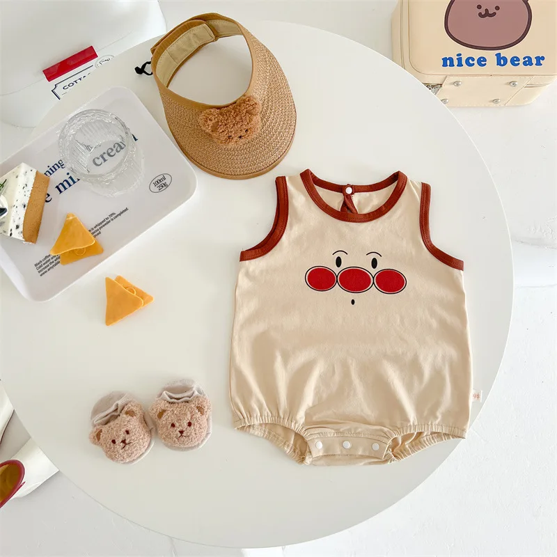 

Baby Clothes Summer Cool Baby Triangle Bag Butt Anpanman Khaki Sleeveless Romper